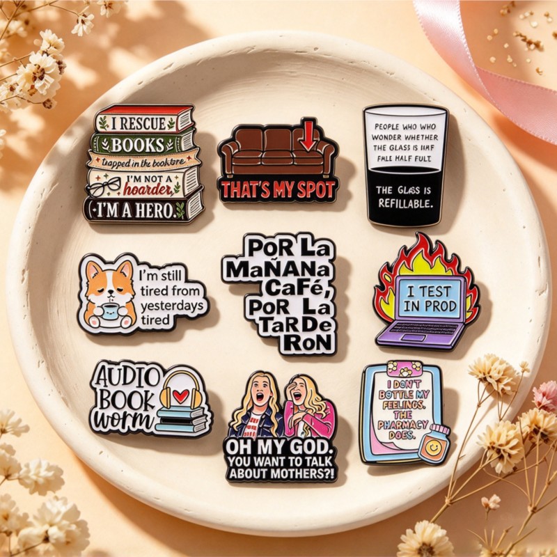 Tablet Cute Accessories - Pin enamel lucu dengan kutipan menggemaskan,