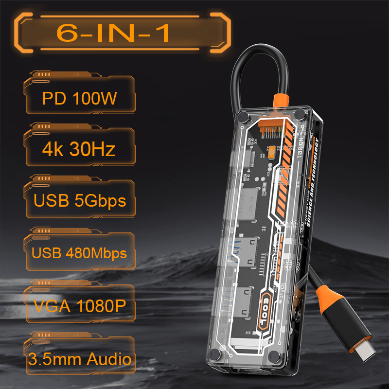 Hub USB-C 6-in-1 untuk MacBook - Usb Hub Type C ulasan dan harga